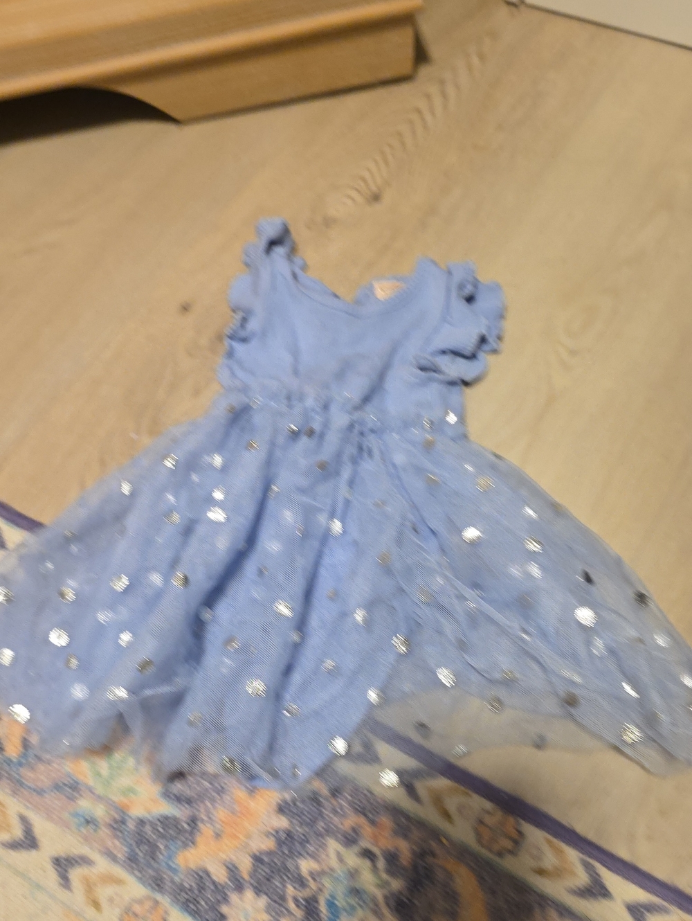 Light Blue Tulle Polka Dot Toddler Dress